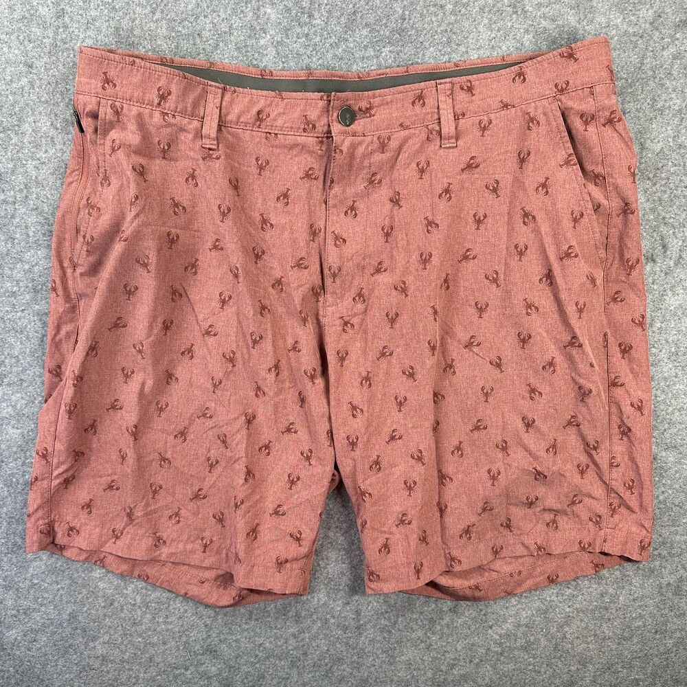 Berkley Jensen Shorts Mens 40 Red Lobster Print Chino 10 Inseam Casual Beach